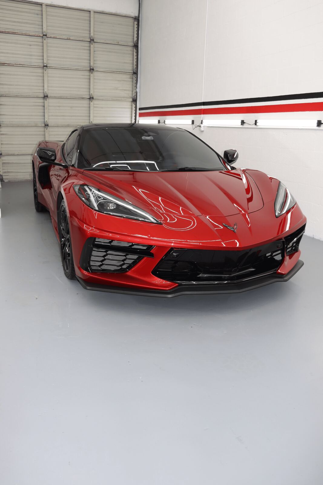 Red Corvette C8 in the studio
