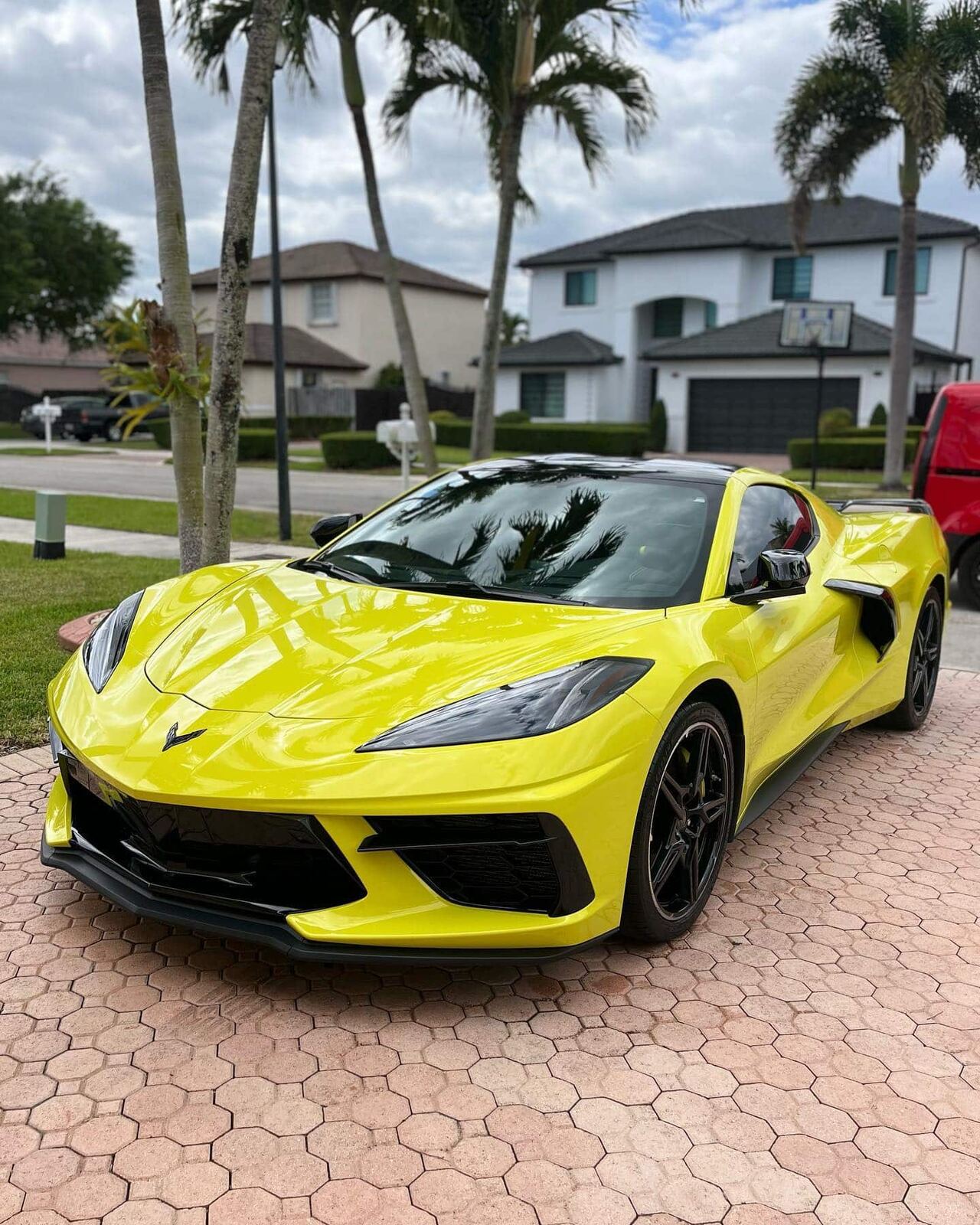 Yellow Corvette after protection service